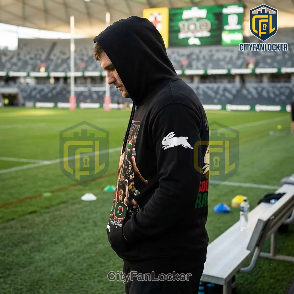 Jai Arrow South Sydney Rabbitohs 100 Games Black Hoodie