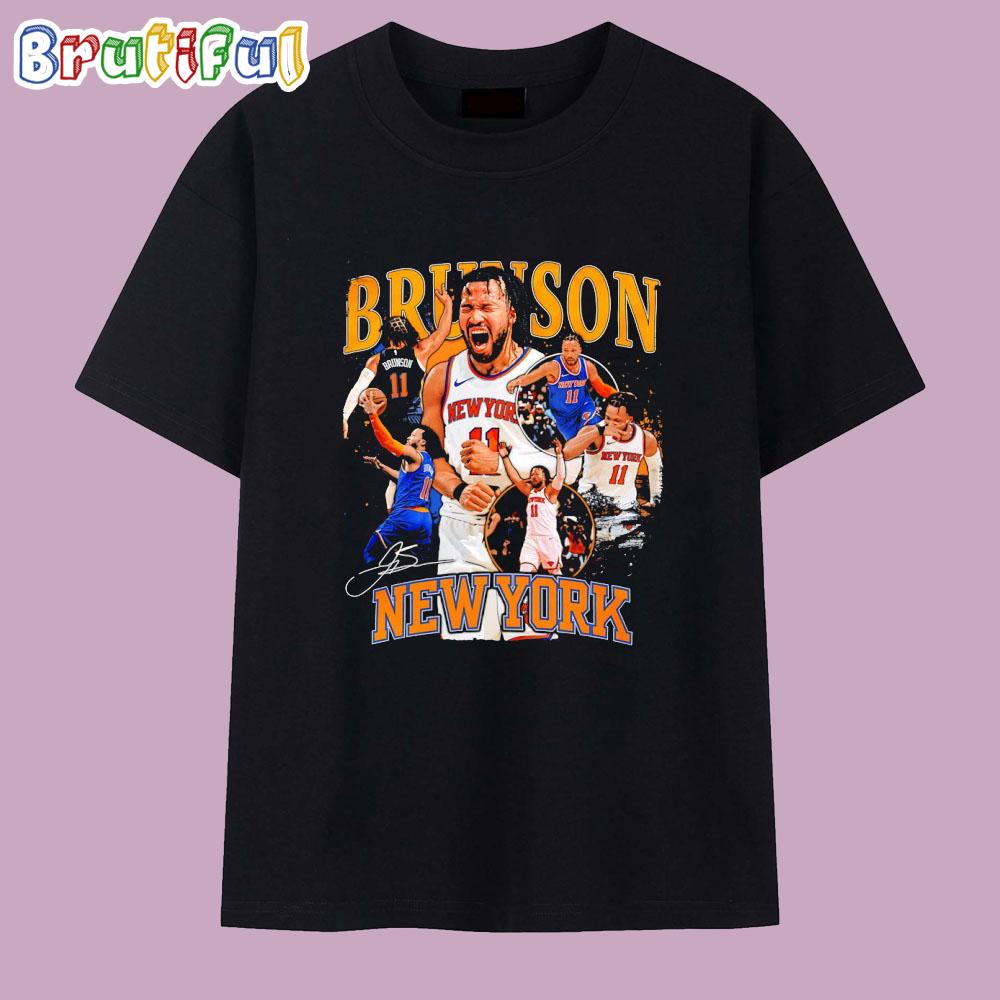 Jalen Brunson New York Knick Signature Collage Graphic T Shirt