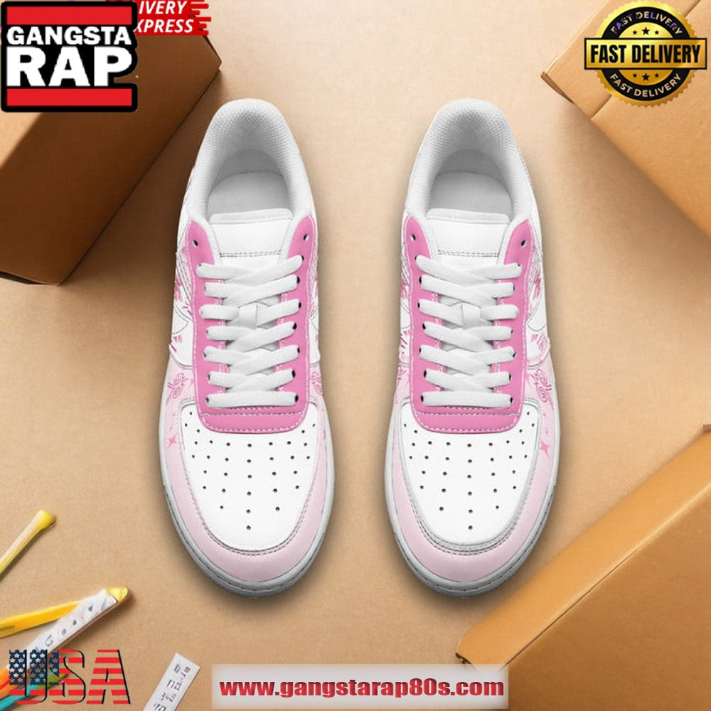 Janet Jackson Breast Cancer Awareness Air Force 1 Running Sneakers Shoes