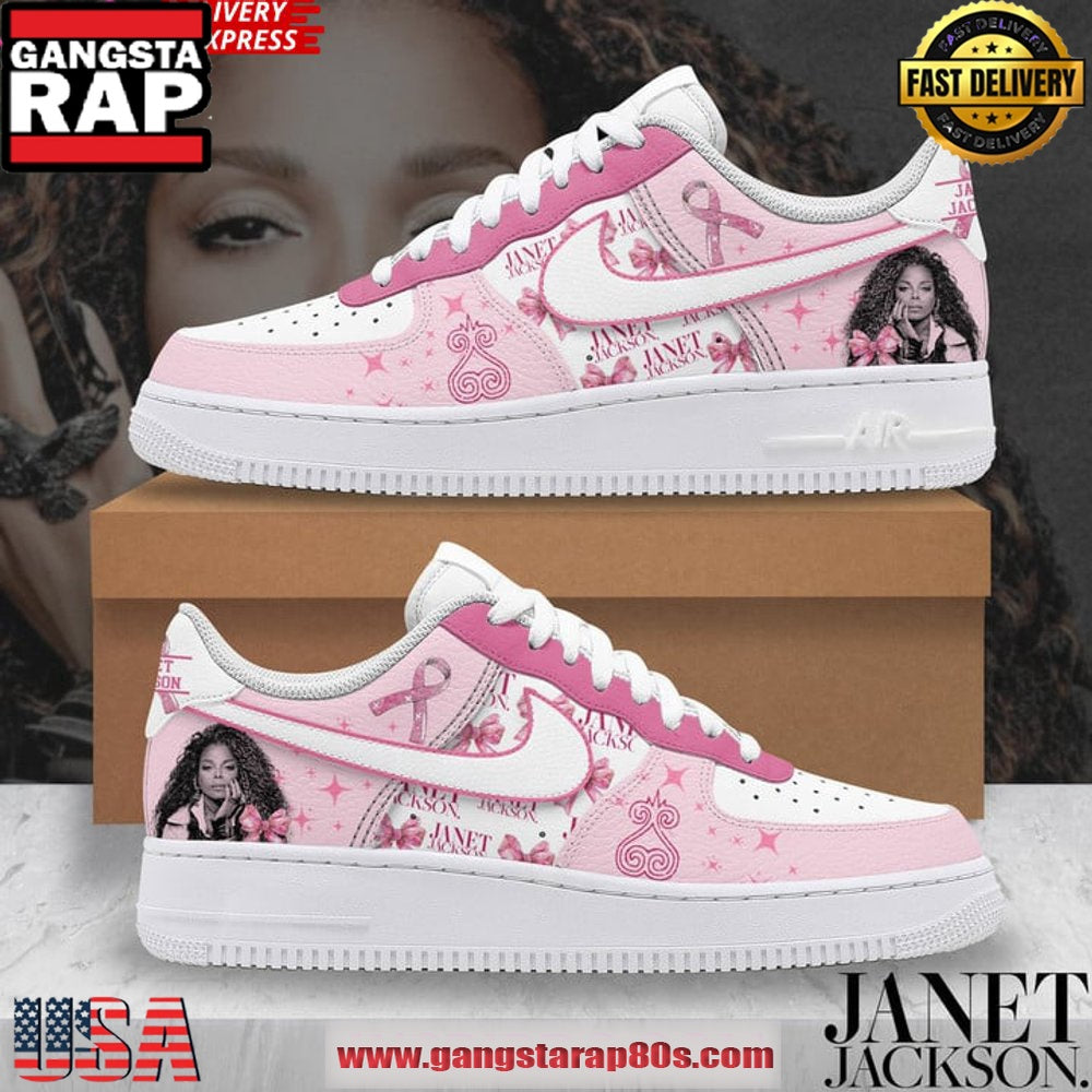 Janet Jackson Breast Cancer Awareness Air Force 1 Running Sneakers Shoes