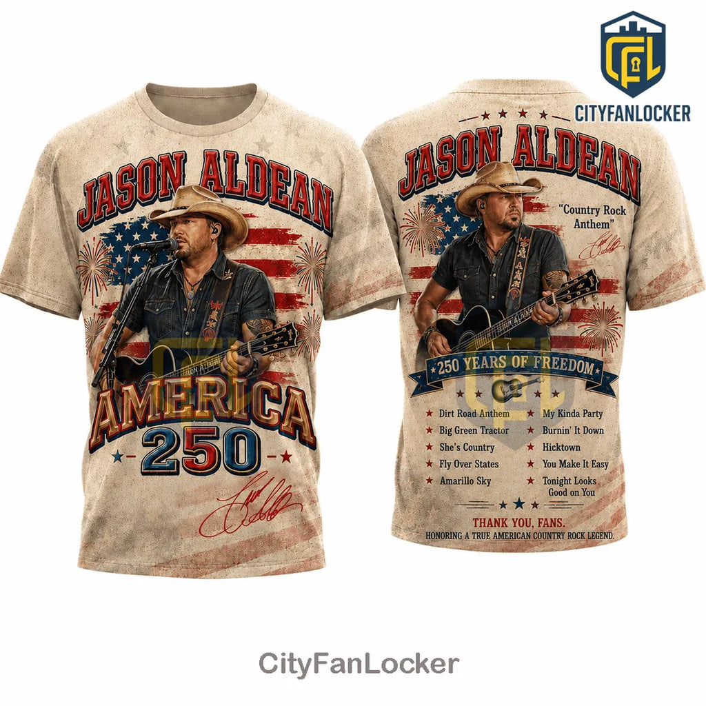 Jason Aldean America 250 Patriotic Country Music Tour T-Shirt
