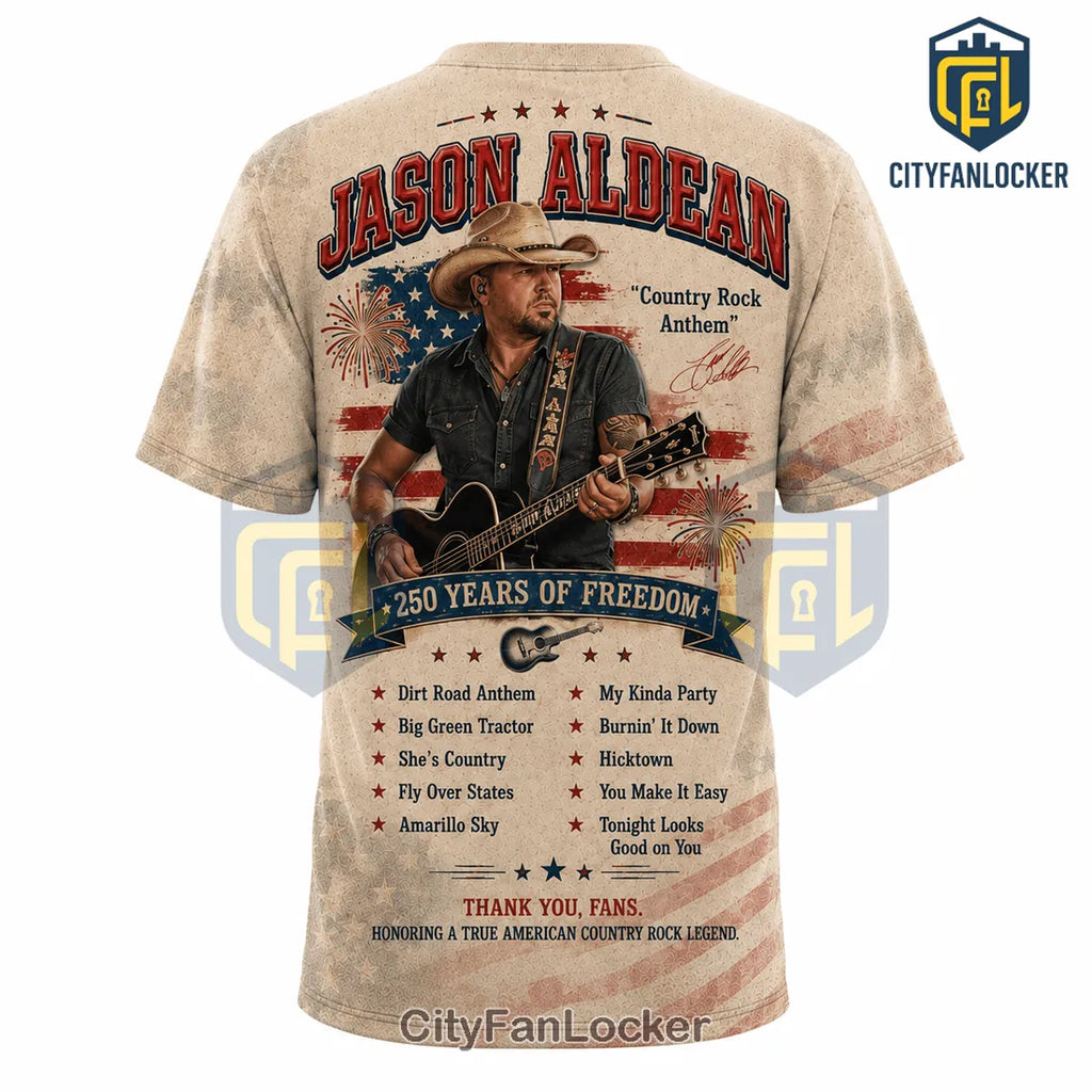 Jason Aldean America 250 Patriotic Country Music Tour T-Shirt