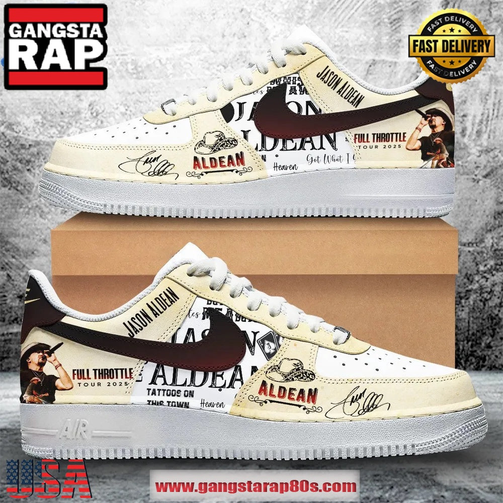 Jason Aldean Full Throttle Tour 2025 Air Force 1 Running Sneakers Shoes