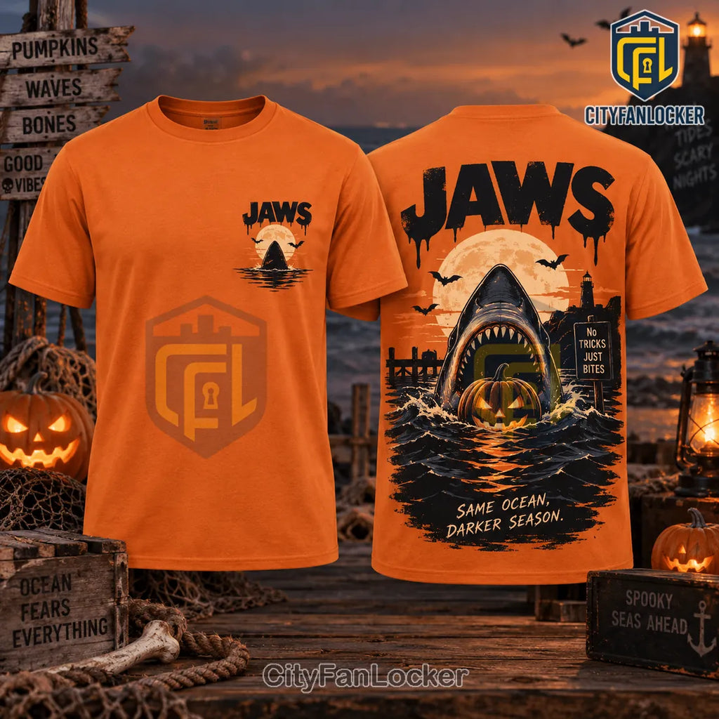 Jaws Shark Pumpkin Orange Halloween T-Shirt