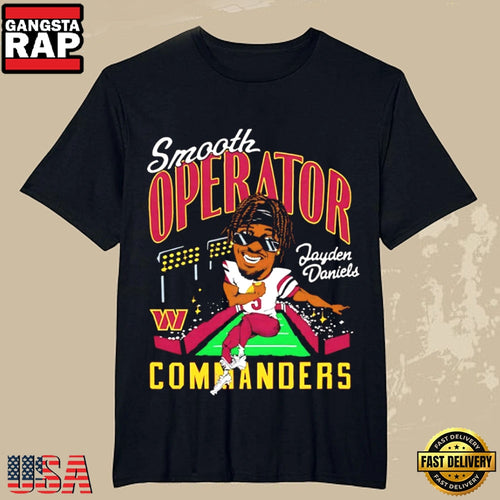 Jayden Daniels Smooth Operator Player Caricature T Shirt