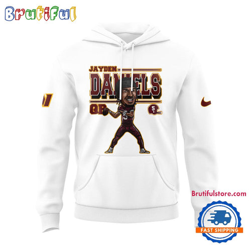 Jayden Daniels Washington Commanders Pops White Hoodie
