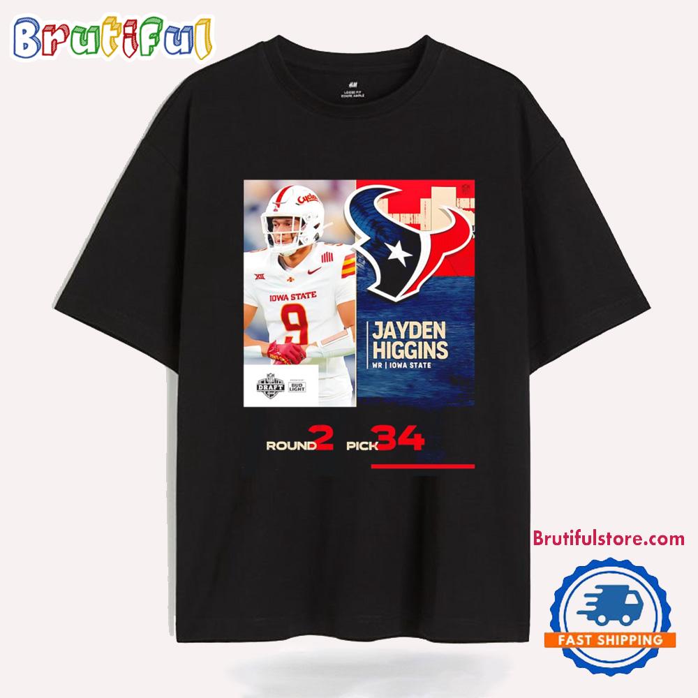 Jayden Higgins Houston Texans 2025 Nfl Draft Poster T Shirt