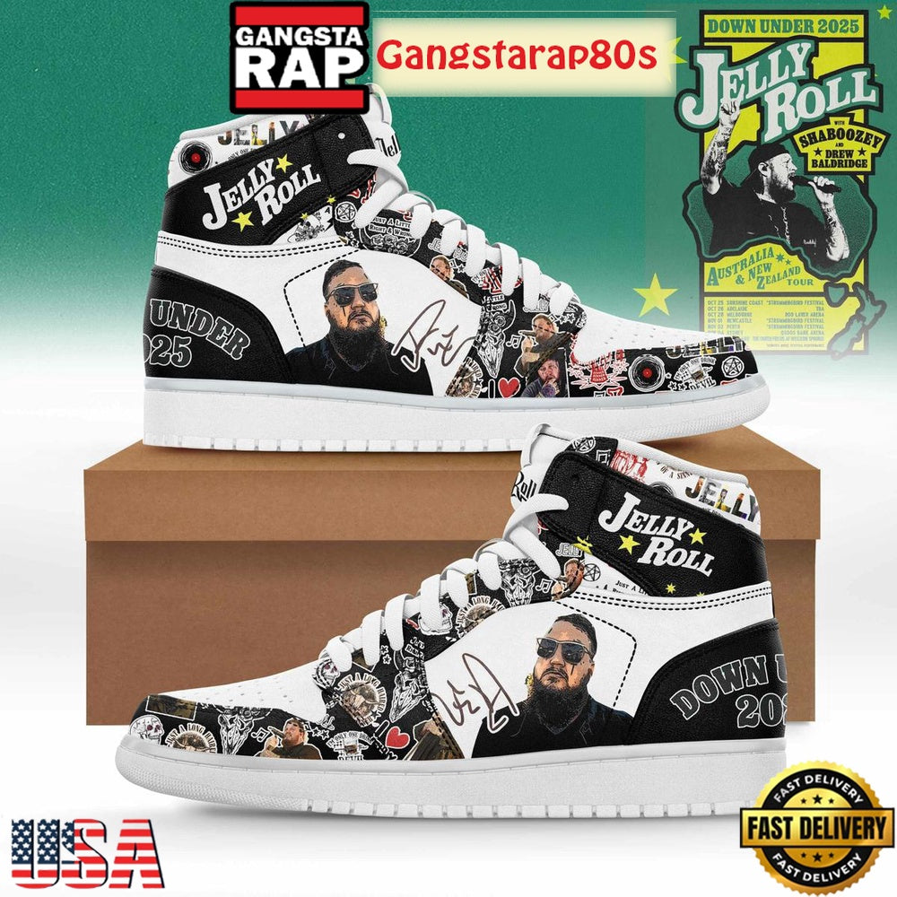 Jelly Roll Down Under 2025 Black Air Jordan 1 Running Sneakers Shoes