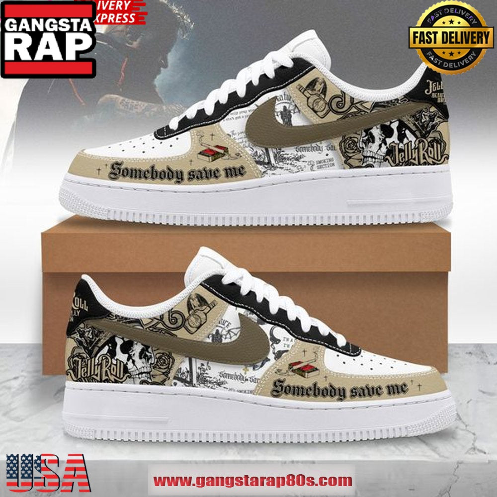 Jelly Roll Somebody Save Me Limited Edition Air Force 1 Running Sneakers Shoes