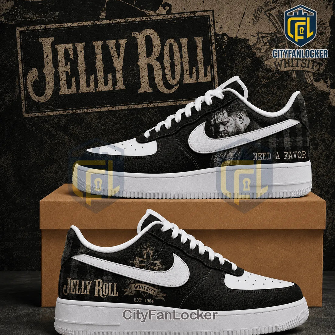 Jelly Roll x Whitsitt Edition Black and White Leather Custom AF1