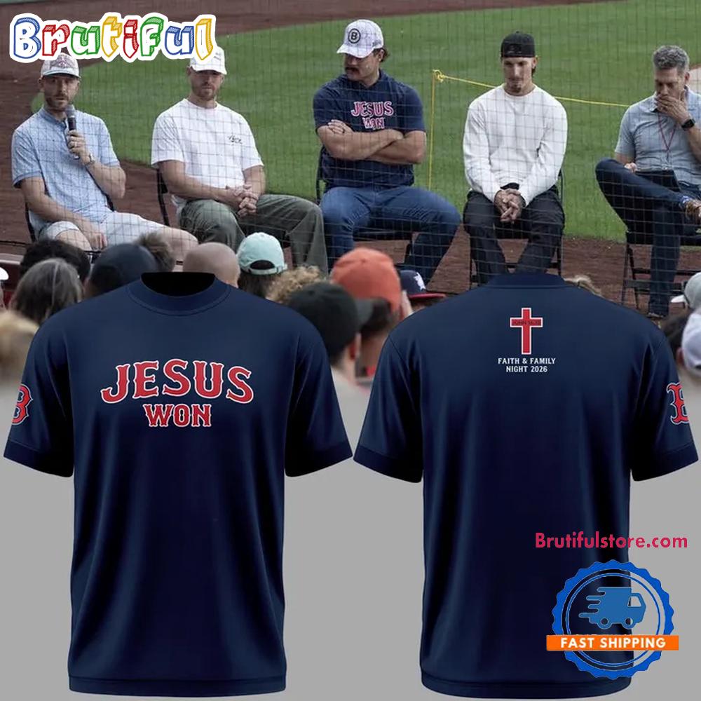 Jesus Won Faith & Family Night 2026 Boston Red Sox Hoodie T-Shirt