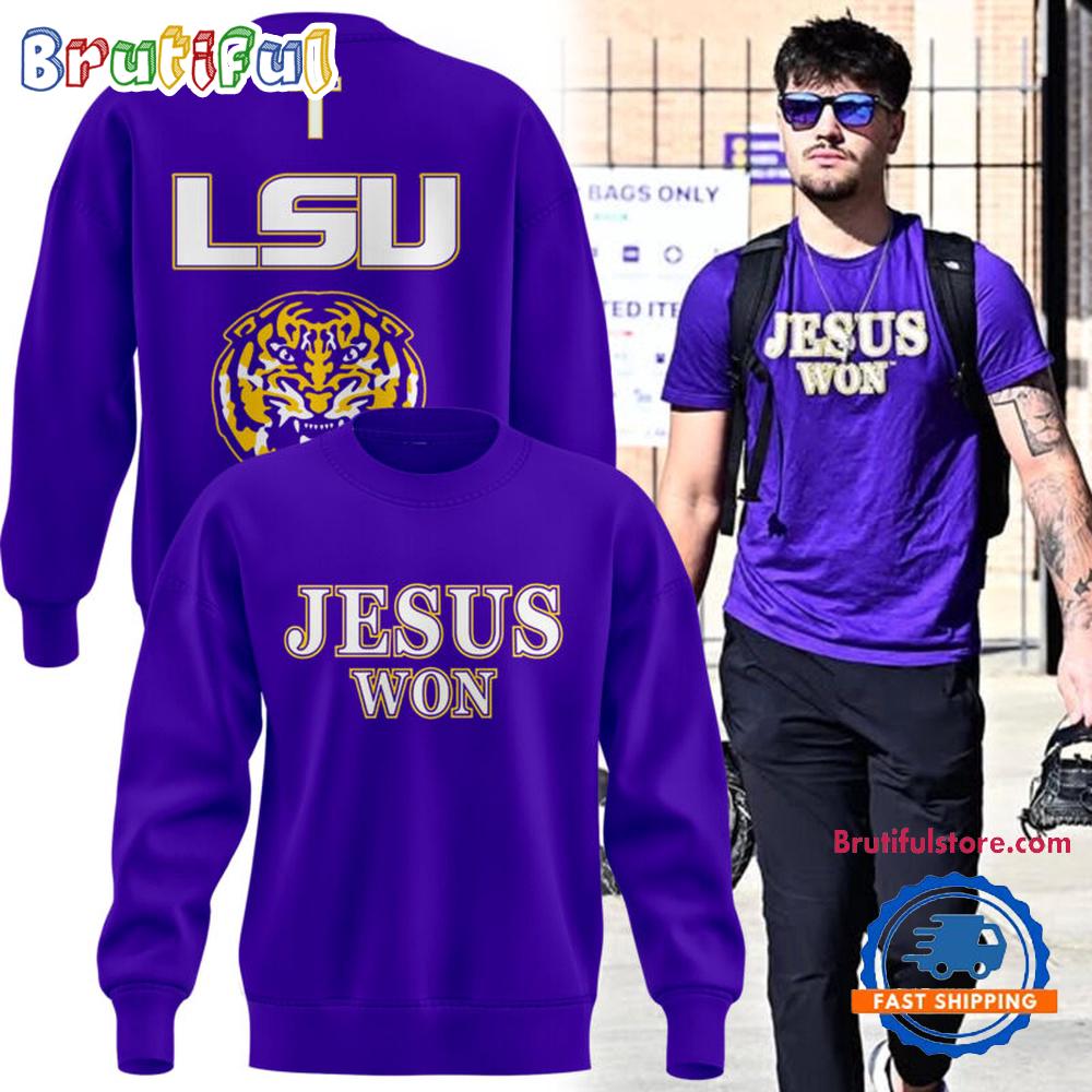 LSU Tigers JESUS WON Purple Hoodie T-Shirt