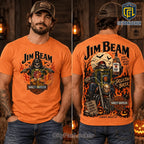 Jim Beam Harley Davidson Orange Skeleton Biker T-Shirt