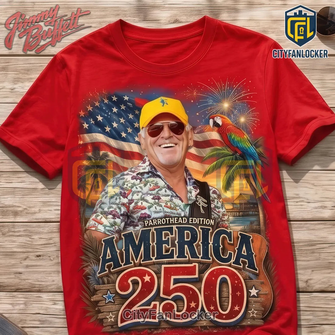 Jimmy Buffett America 250 Parrothead Edition Patriotic T-Shirt