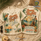 Jimmy Buffett Beach Theme Button Down Shirt