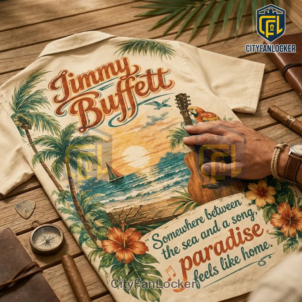 Jimmy Buffett Beach Theme Button Down Shirt
