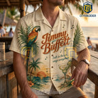 Jimmy Buffett Beach Theme Button Down Shirt
