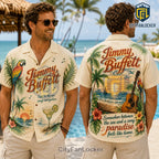 Jimmy Buffett Beach Theme Button Down Shirt