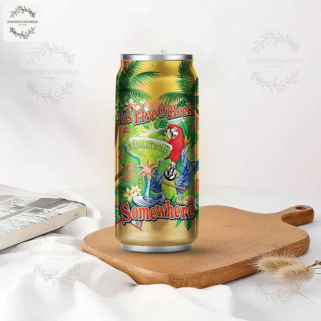 Jimmy Buffett Margaritaville It’s Five O’Clock Somewhere Can-Shaped Tumbler