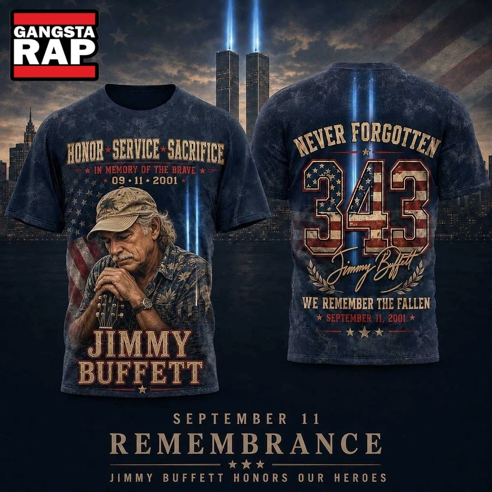 Jimmy Buffett Tribute Portrait Twin Towers 343 3D Shirt