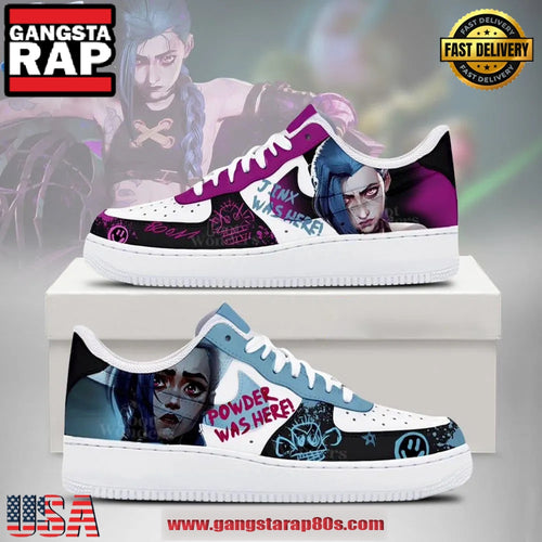 Jinx Powder Was Here Arcane Limited Edition Air Force 1 Running Sneakers Shoes