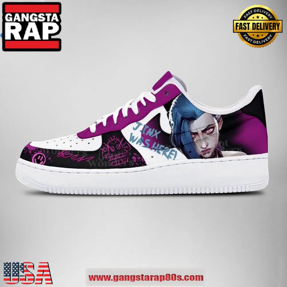 Jinx Powder Was Here Arcane Limited Edition Air Force 1 Running Sneakers Shoes