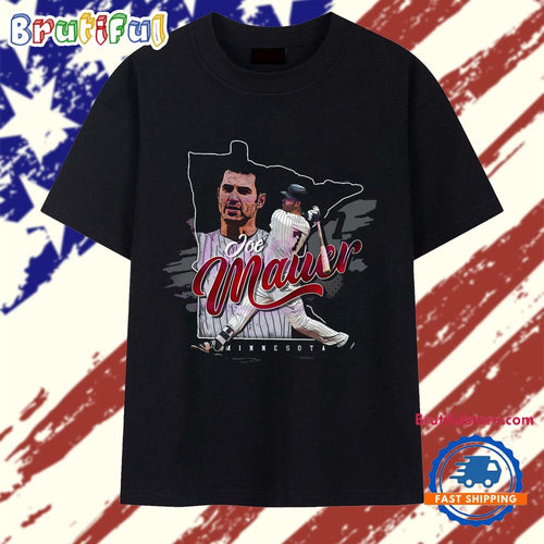 Joe Mauer Minnesota Twins State Silhouette Vintage Baseball T Shirt