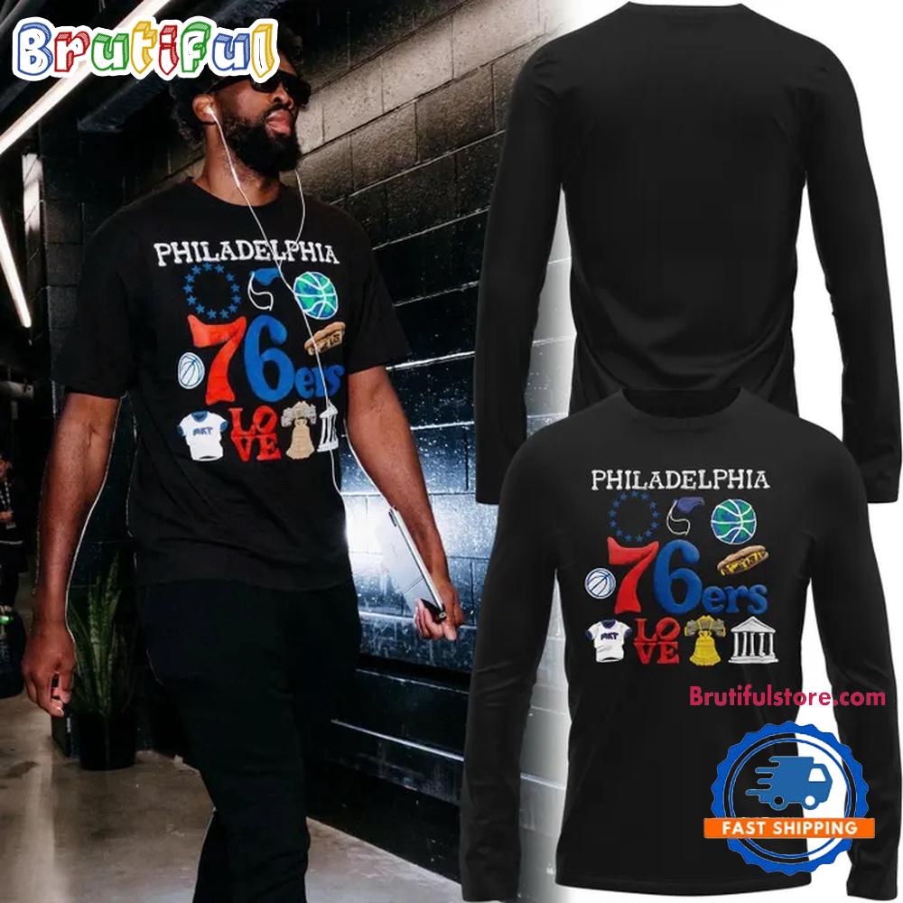 Joel Embiid Philadelphia 76ers 2026 Playoff New Design Long Sleeve Shirt