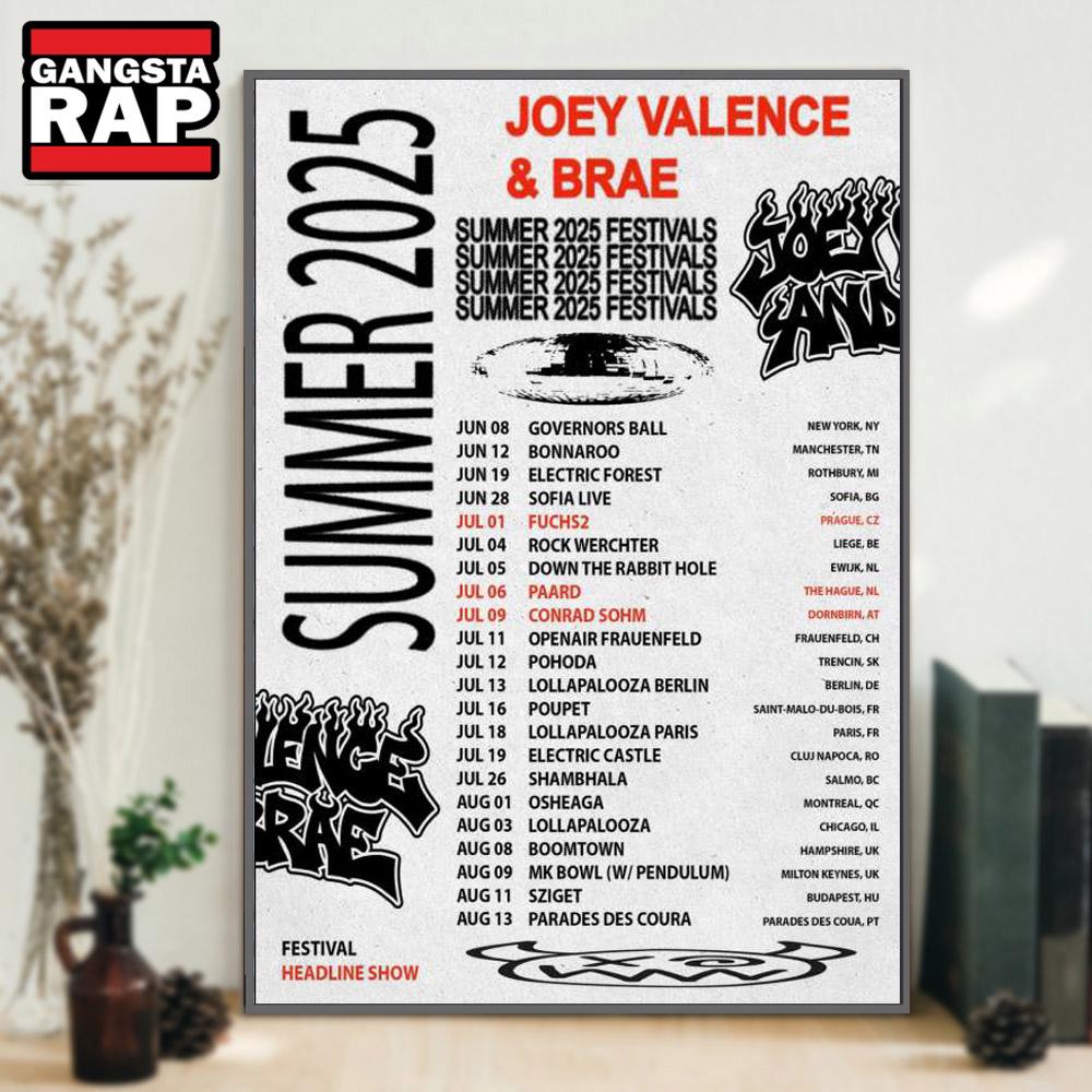 Joey Valence and Brae Summer 2025 Festivals Poster Canvas Art