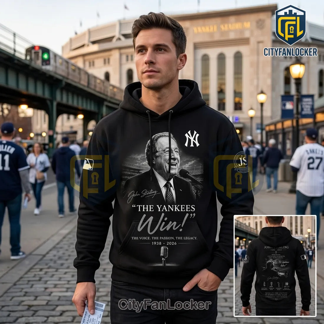 John Sterling The Yankees Win! Legacy Tribute 1938-2026 Hoodie