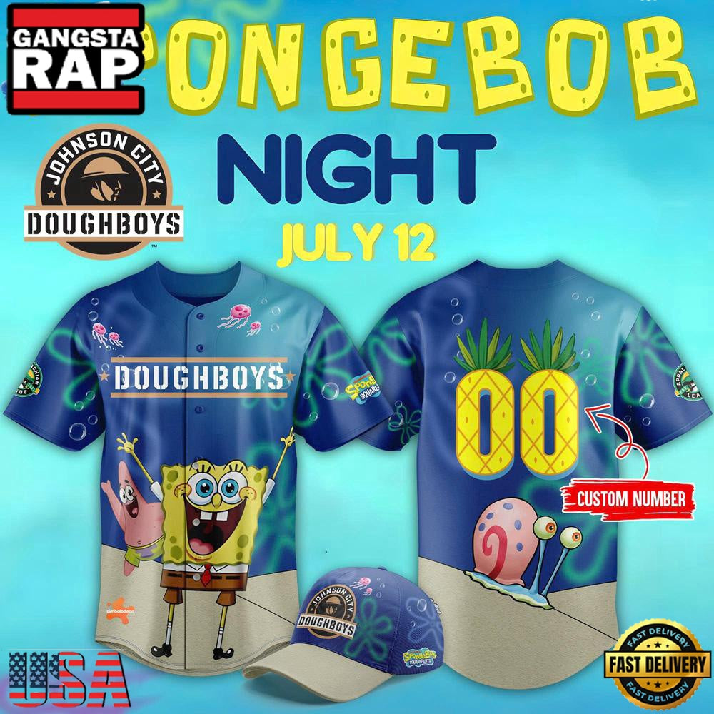 Johnson City Doughboys SpongeBob Night Limited Premium Edition Custom Baseball Jersey