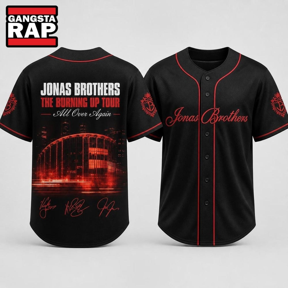 Jonas Brothers Merch The Burning Up Tour 2026 Baseball Jersey Shirt , Music Fans Jersey Shirt