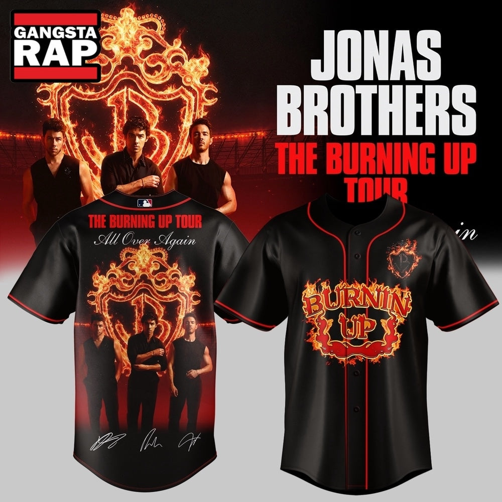 Jonas Brothers The Burning Up Tour 2026 Signature Music Graphic Baseball Jersey