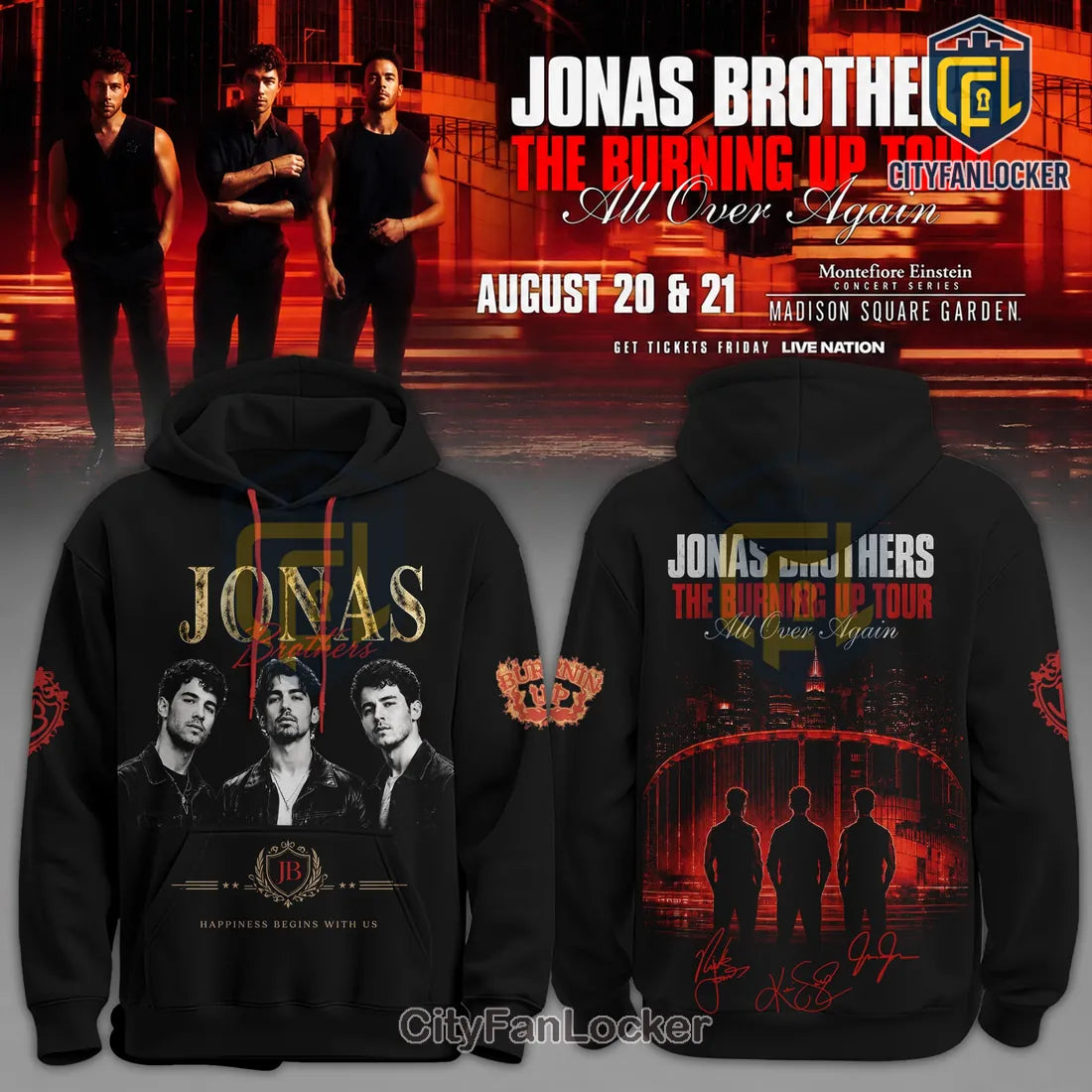 Jonas Brothers The Burning Up Tour Black Hoodie