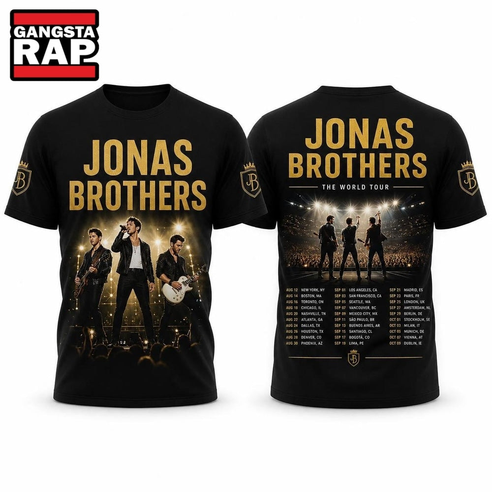 Jonas Brothers The World Tour Celebration Five Albums 3D T Shirt , Music Trending 3D Shirt