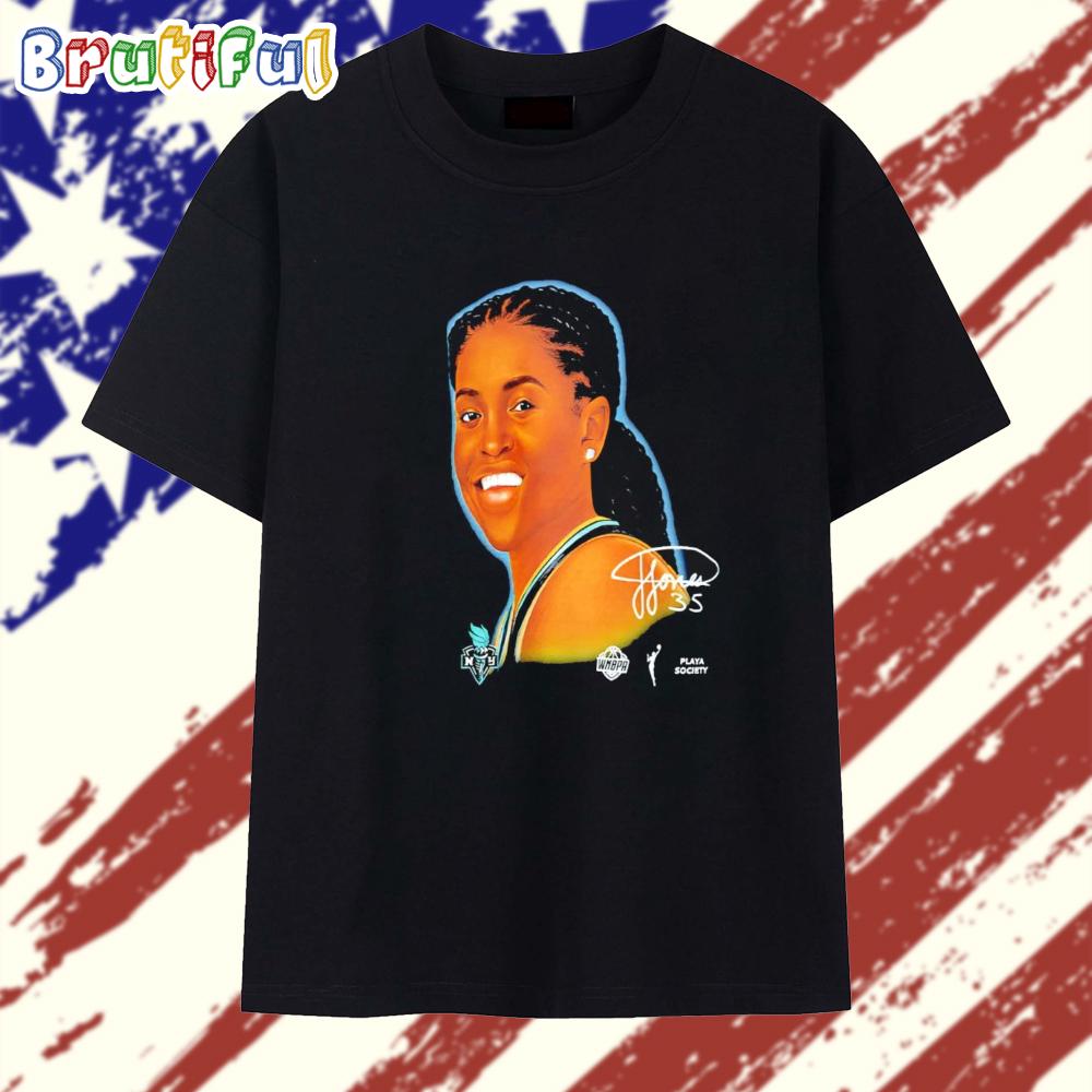 Jonquel Jones New York Liberty Big Head Signature T Shirt