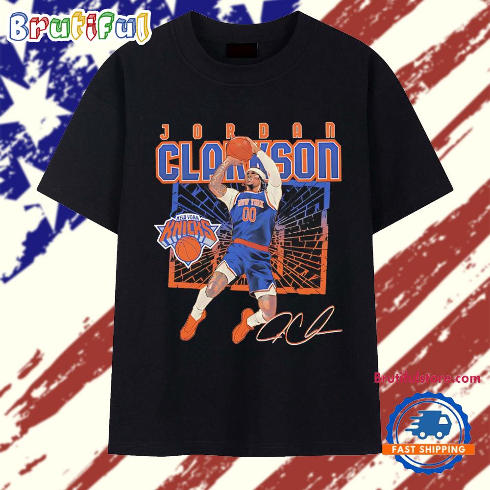 Jordan Clarkson New York Knicks Player Signature Shattered T Shirt