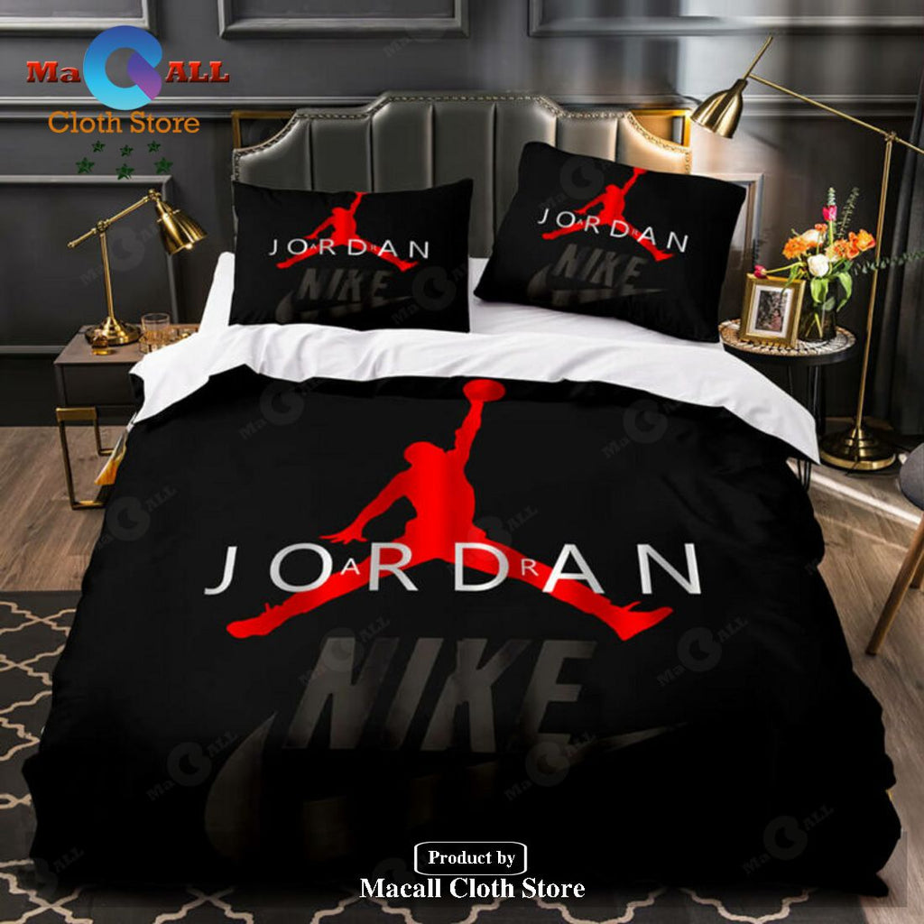 Jordan Nike Red Trending Style Bedding Sets, Bedroom Sets LIMITED EDITION