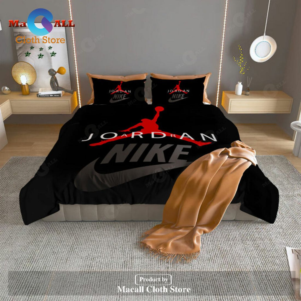 Jordan Nike Red Trending Style Bedding Sets, Bedroom Sets LIMITED EDITION