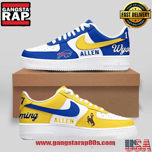 Josh Allen 17 Buffalo Bills x Wyoming Cowboys Air Force 1 Running Sneakers Shoes