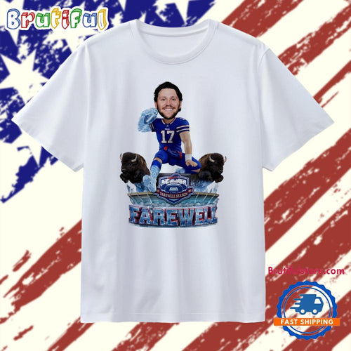 Josh Allen Buffalo Bills Hurdle Over Highmark Stadium Farewell Season caricature T Shirt