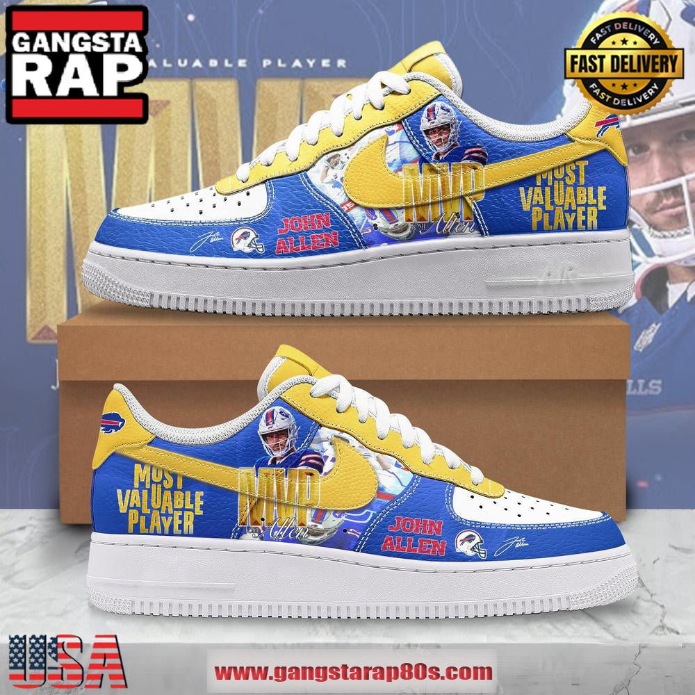 Josh Allen NFL Bills MVP Limited Edition Air Force 1 Running Sneakers Shoes