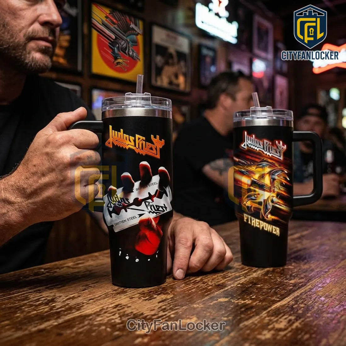 Judas Priest British Steel & Firepower Dual Album 40oz Tumbler