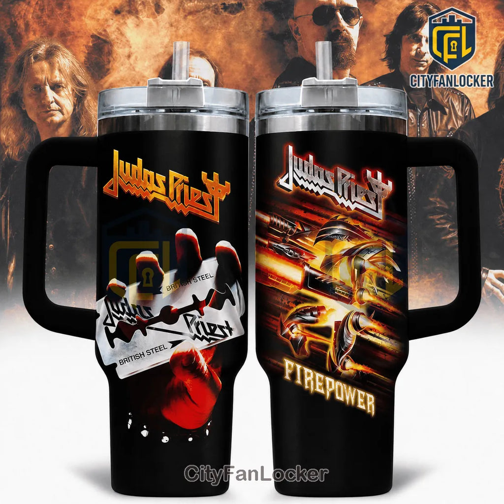 Judas Priest British Steel & Firepower Dual Album 40oz Tumbler