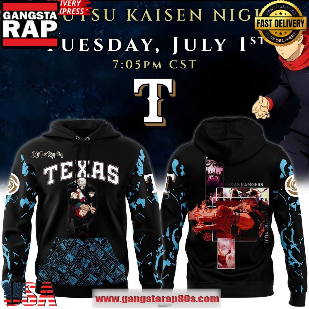 Jujutsu Kaisen x Texas Rangers Special All Over Print Hoodie