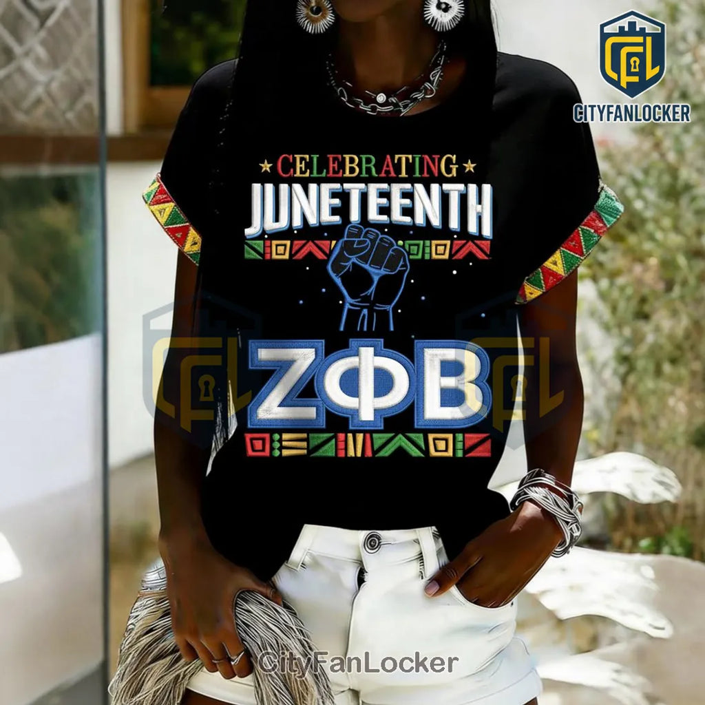 Juneteenth Zeta Phi Beta Black Pride Raised Fist Heritage Graphic T-Shirt
