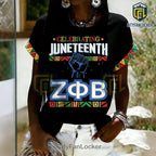 Juneteenth Zeta Phi Beta Black Pride Raised Fist Heritage Graphic T-Shirt