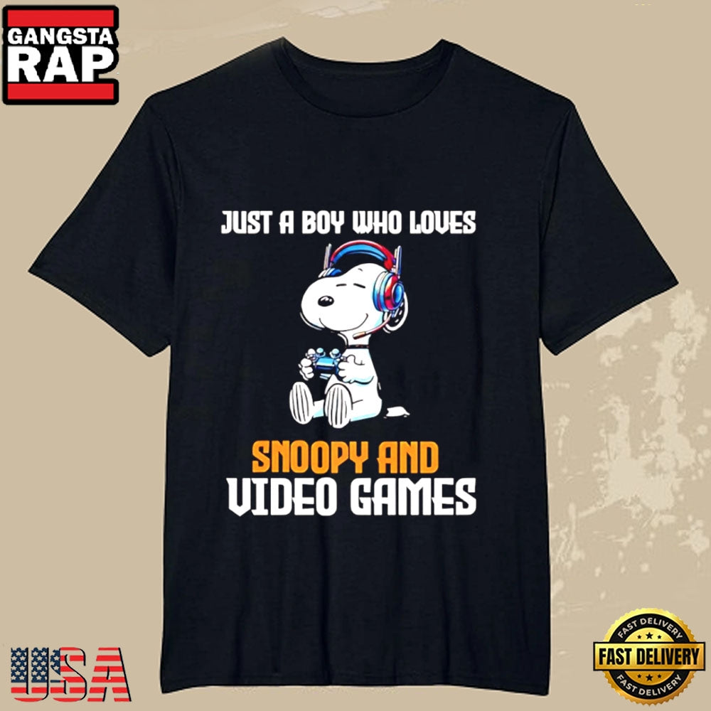 Just a Boy Who Loves Video Games and Snoopy Fan T-Shirt