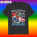Just a Woman Who Loves Red White Blue and Eagles T Shirt