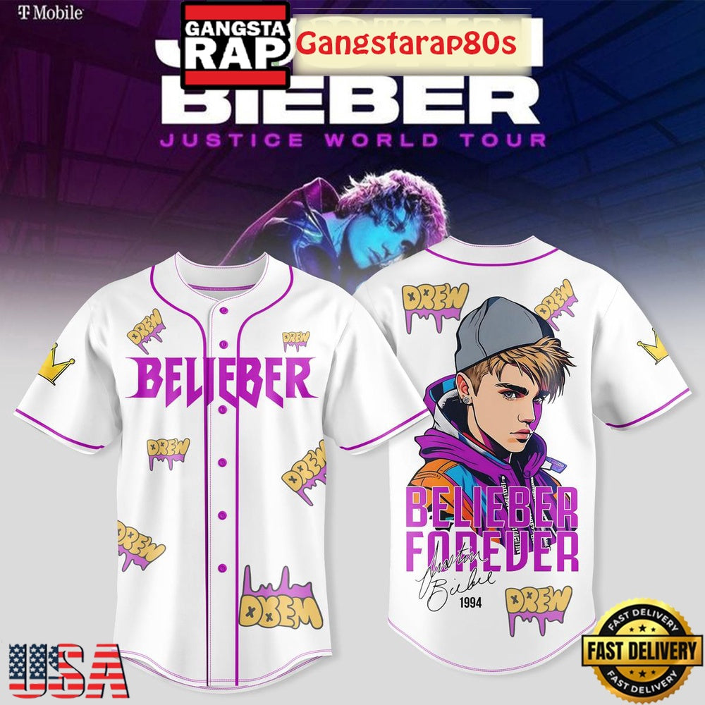 Justin Bieber 2026 Justice World Tour Baseball Jersey Shirt